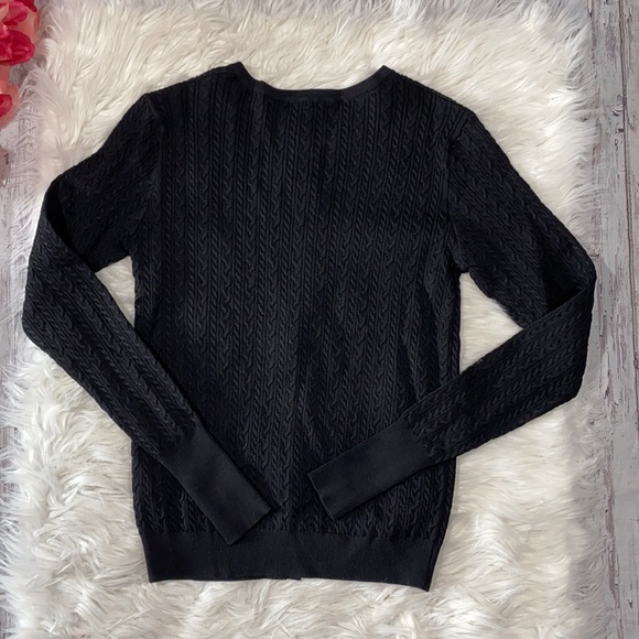 ZARA Crystal Button Cable Knit Black Cardigan Sz M - Picture 6 of 8